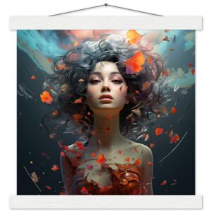 Digital Art - Girl Beautiful Abstract - Art Print with Hanger - 30x30 cm / 12x12″, White wall hanger