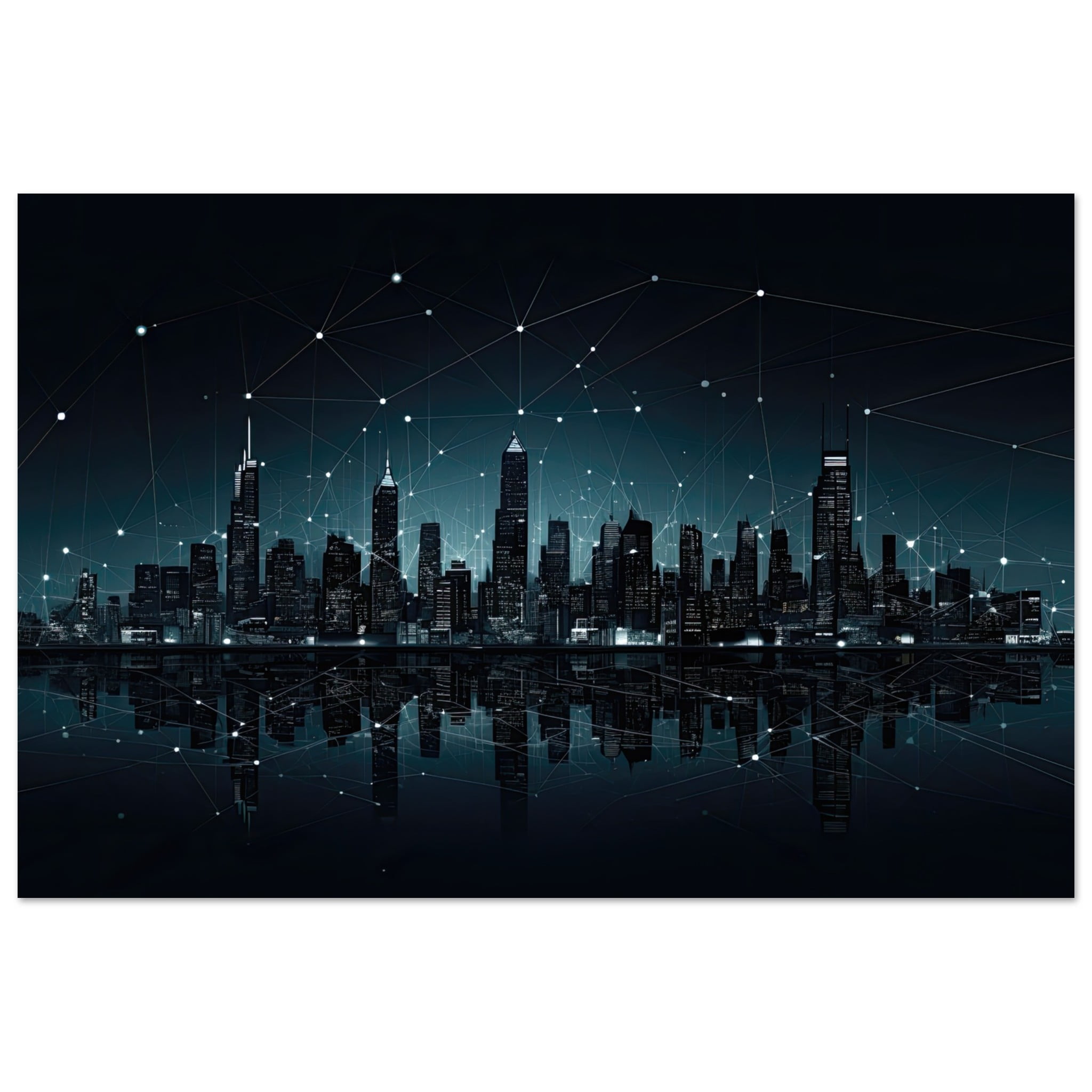 City Skyline Night Constellations Metal Print – 40×60 cm / 16×24″