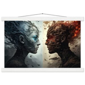 Duality of the Soul - Fire and Ice - Art Print with Hanger - 30x45 cm / 12x18″, White wall hanger