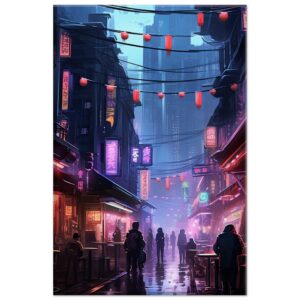 Cyberpunk Market Sci-Fi Canvas Print
