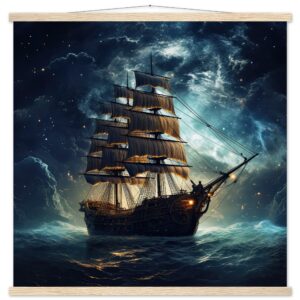 Fantastic Voyage Art Print with Hanger - 70x70 cm / 28x28″, Natural wood wall hanger