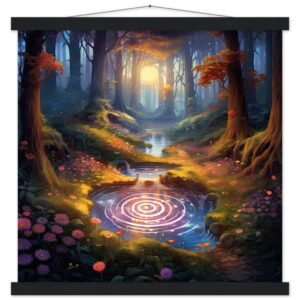 Mesmerizing Forest Whirlpool Art Print with Hanger - 45x45 cm / 18x18″, Black wall hanger