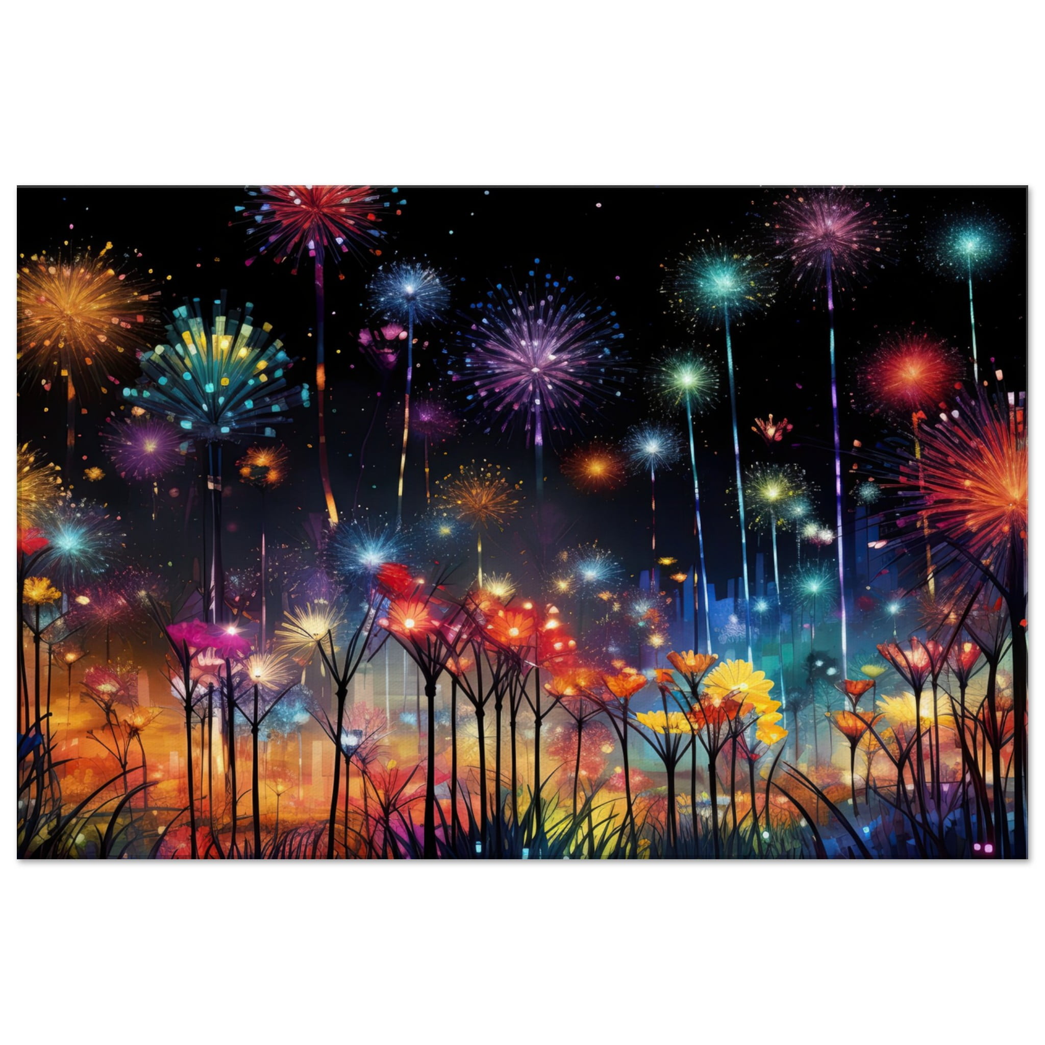 Fireworks and Flowers of Light and Color – Art Canvas Print – 50×75 cm / 20×30″, Slim