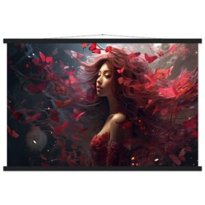 Crimson Reverie Beautiful Art Print with Hanger - 60x90 cm / 24x36″, Black wall hanger