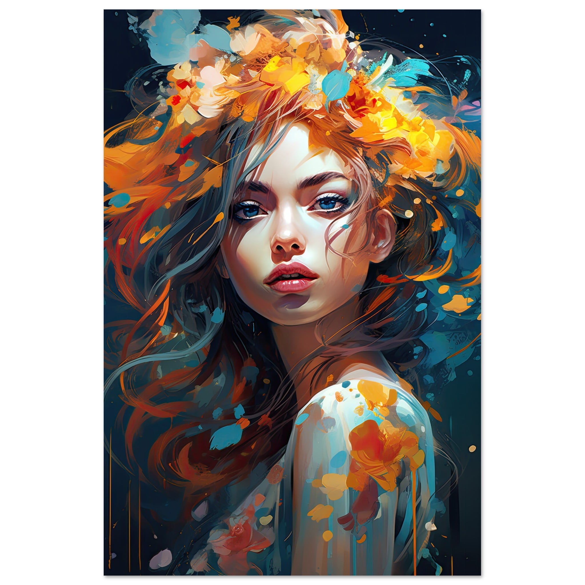 Girl Painted in Color Art Metal Print – 30×45 cm / 12×18″