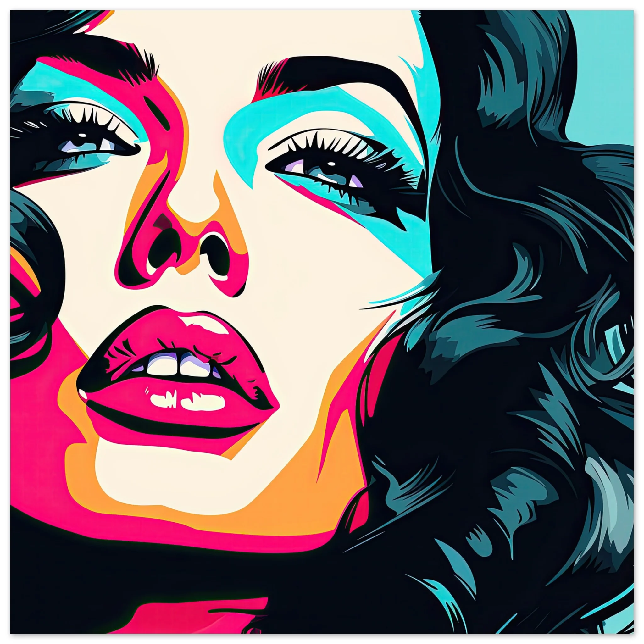 Pop Art Chic Girl Metal Print – 20×20 cm / 8×8″