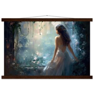 Secret Garden Art Print with Hanger - 40x60 cm / 16x24″, Dark wood wall hanger