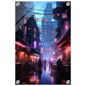 Cyberpunk Market Sci-Fi Acrylic Print - 30x45 cm / 12x18″