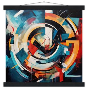 Abstract Colorful Painted Blue Art Print with Hanger - 40x40 cm / 16x16″, Black wall hanger