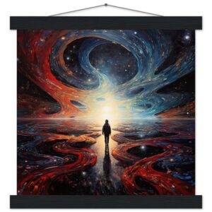 Infinity Abstract Art Print with Hanger - 30x30 cm / 12x12″, Black wall hanger