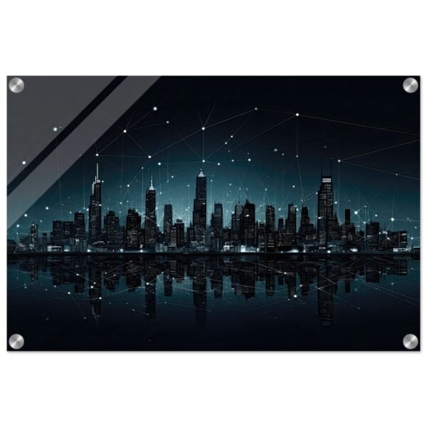 City Skyline Night Constellations Acrylic Print - 40x60 cm / 16x24″