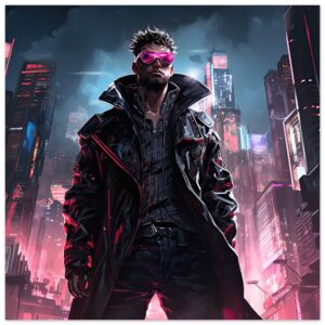 Cool Cyberpunk Dude Art Poster - 30x30 cm / 12x12″