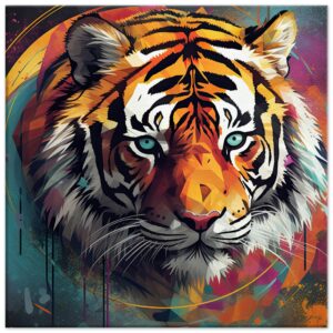Tiger Colorful Abstract Canvas Print - 40x40 cm / 16x16″, Slim