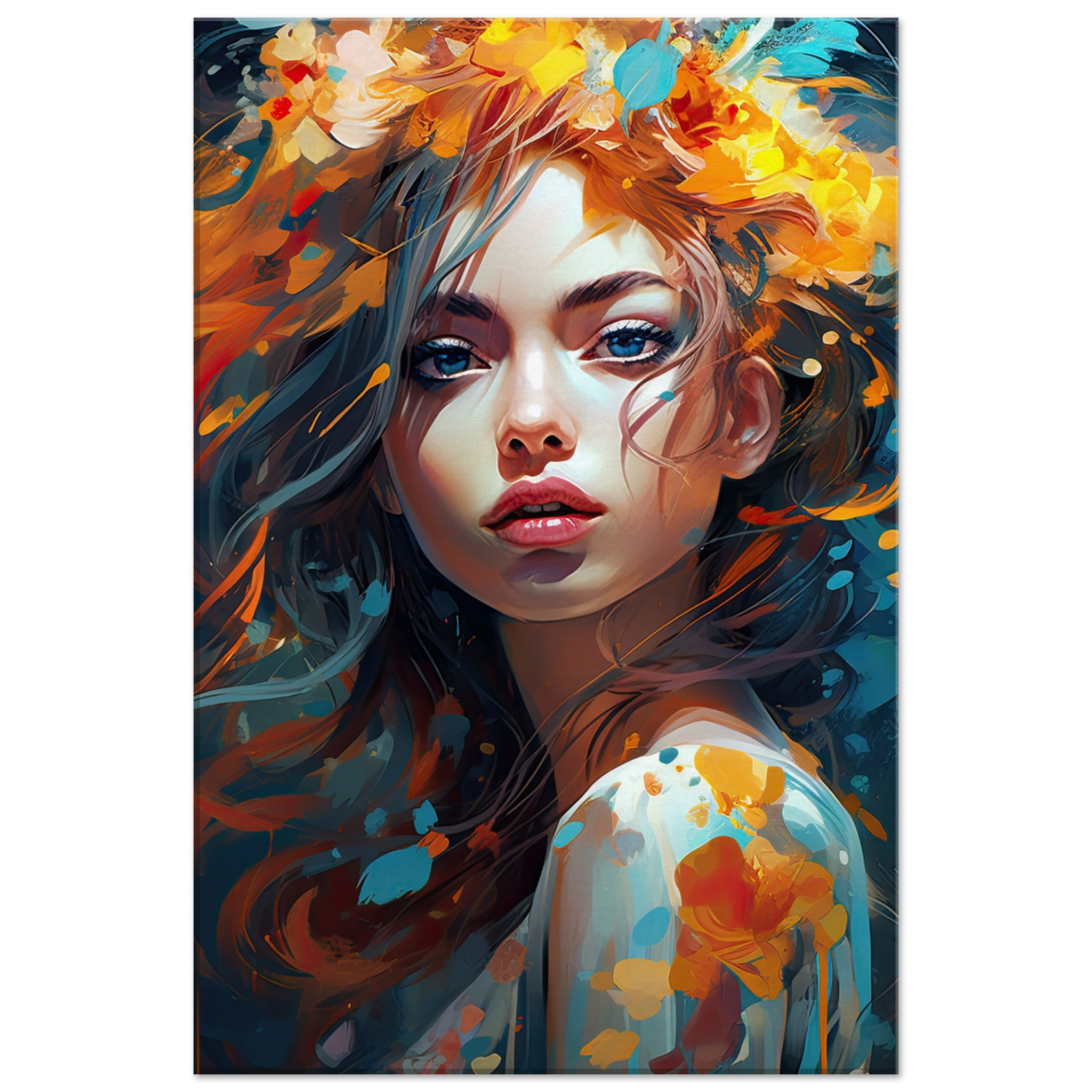Girl Painted in Color Art Canvas Print – 40×60 cm / 16×24″, Slim