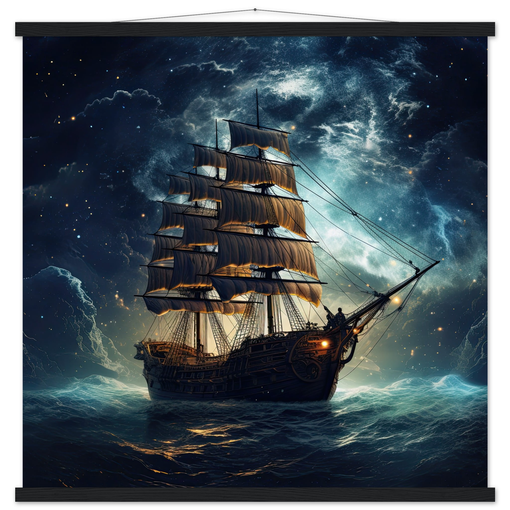 Fantastic Voyage Art Print with Hanger – 70×70 cm / 28×28″, Black wall hanger