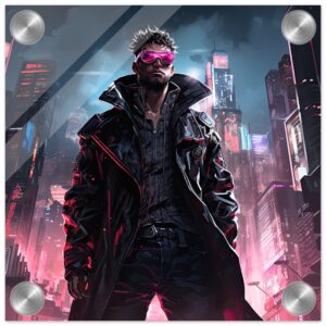 Cool Cyberpunk Dude Acrylic Print - 20x20 cm / 8x8″