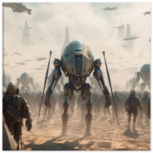 Future War Sci-Fi Canvas Print - 40x40 cm / 16x16″, Thick