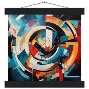 Abstract Colorful Painted Blue Art Print with Hanger - 25x25 cm / 10x10″, Black wall hanger