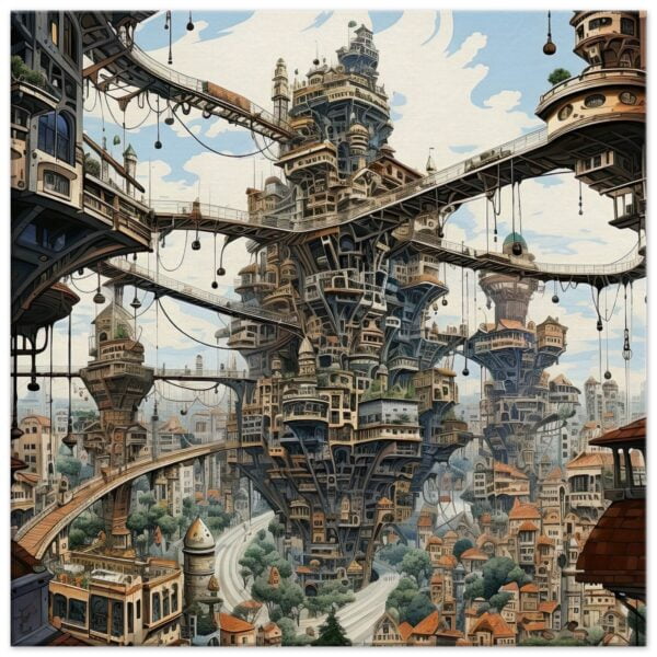 Surreal City Canvas Print - 60x60 cm / 24x24″, Thick