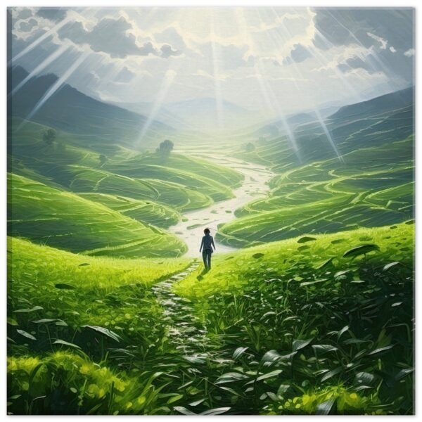 Daybreak - Fields of Green - Canvas Print - 30x30 cm / 12x12″, Thick