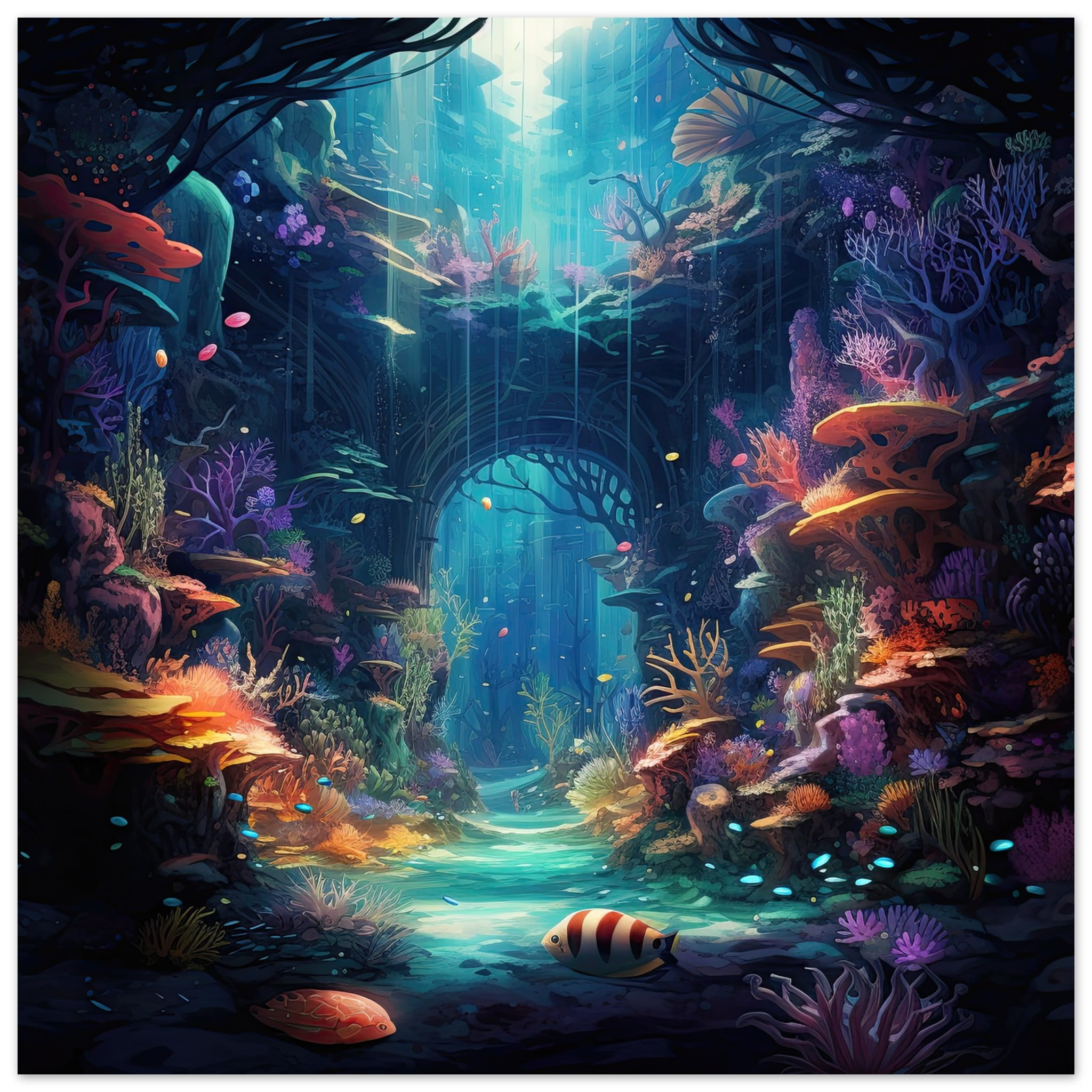 Underwater Paradise Ocean Metal Print – 60×60 cm / 24×24″