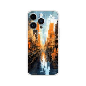 Abstract City Paint Splatter Phone Case - Flexi case, Apple - iPhone 14 Pro
