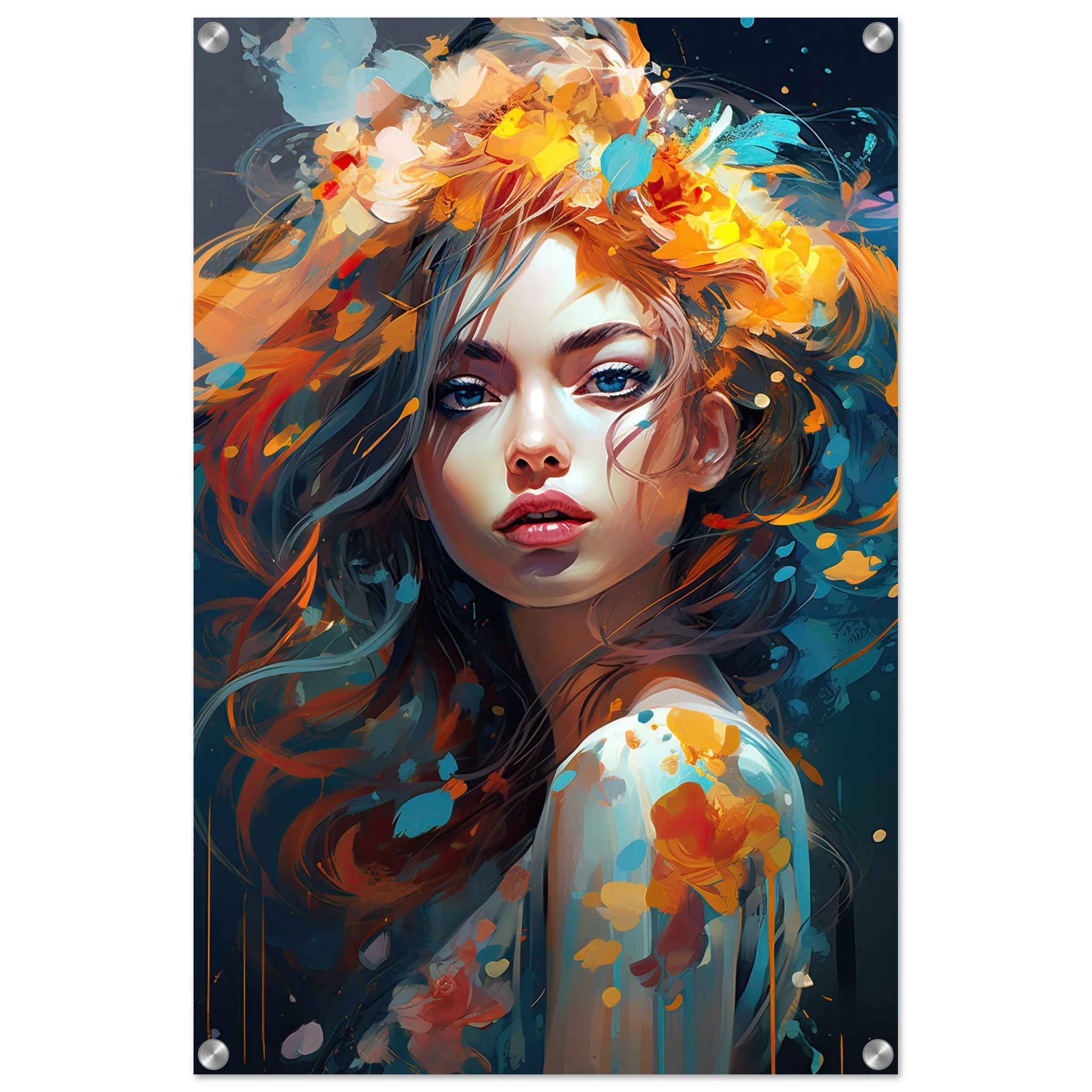 Girl Painted in Color Art Acrylic Print – 50×75 cm / 20×30″