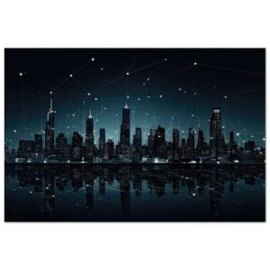 City Skyline Night Constellations Canvas Print