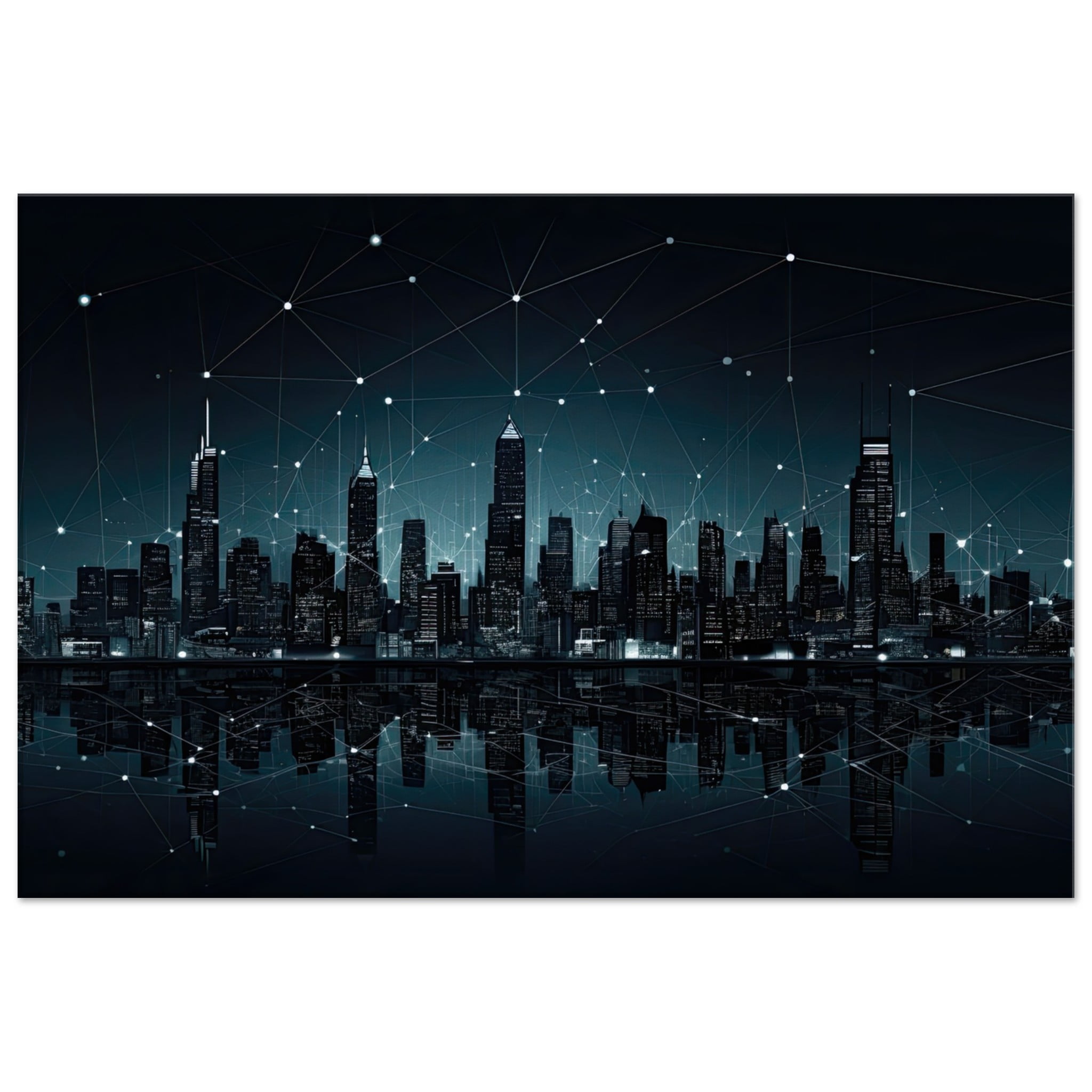 City Skyline Night Constellations Canvas Print