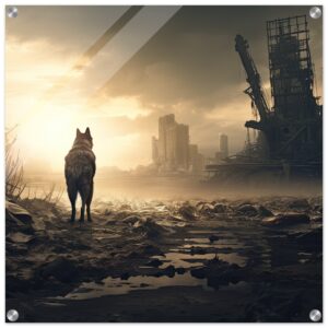 Lone Wolf Post-Apocalyptic Acrylic Print - 60x60 cm / 24x24″