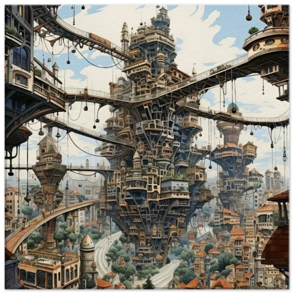 Surreal City Canvas Print - 50x50 cm / 20x20″, Thick