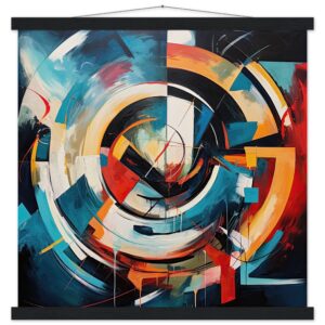 Abstract Colorful Painted Blue Art Print with Hanger - 50x50 cm / 20x20″, Black wall hanger