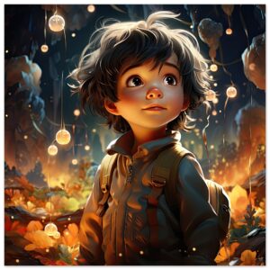 Enchanted World - Boy Adventurer - Metal Print - 30x30 cm / 12x12″
