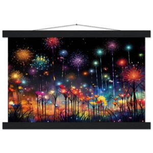 Fireworks and Flowers of Light and Color - Art Print with Hanger - 30x45 cm / 12x18″, Black wall hanger