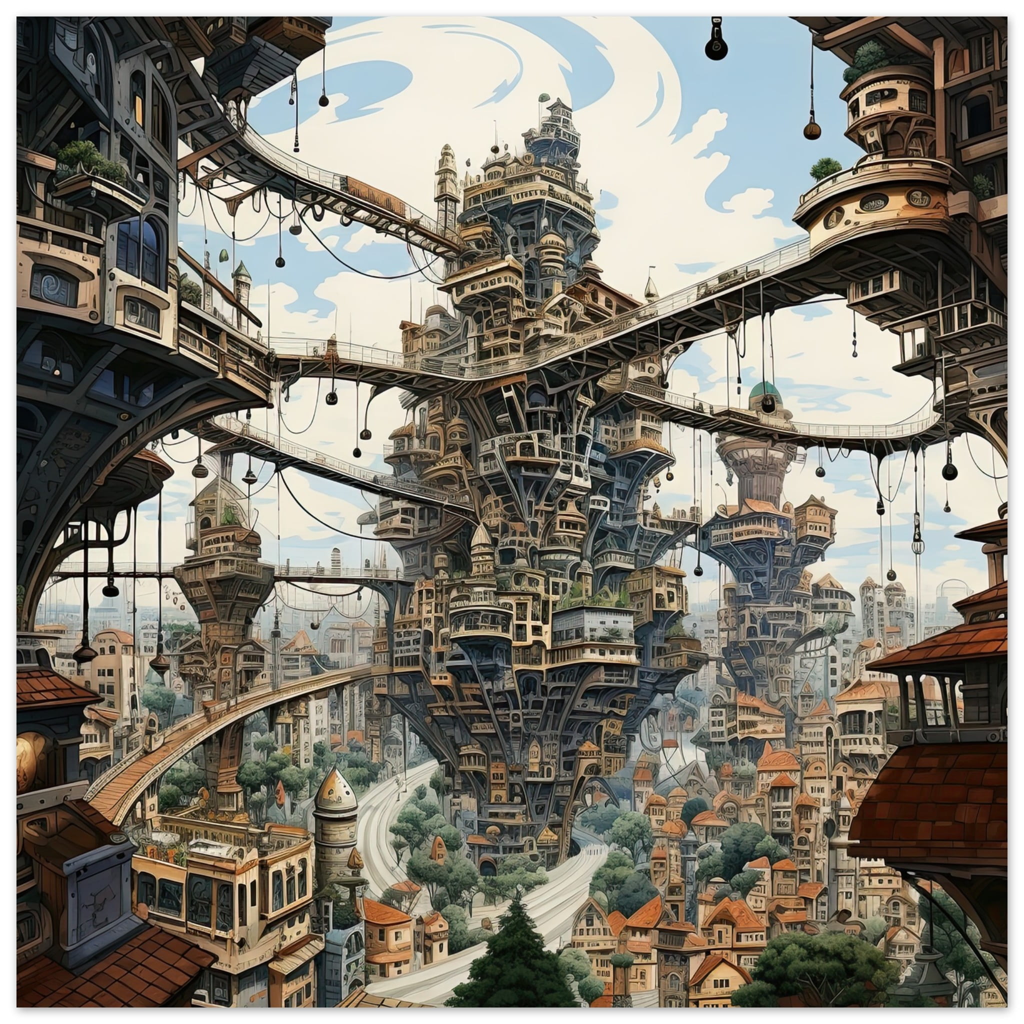 Surreal City Art Poster – 25×25 cm / 10×10″