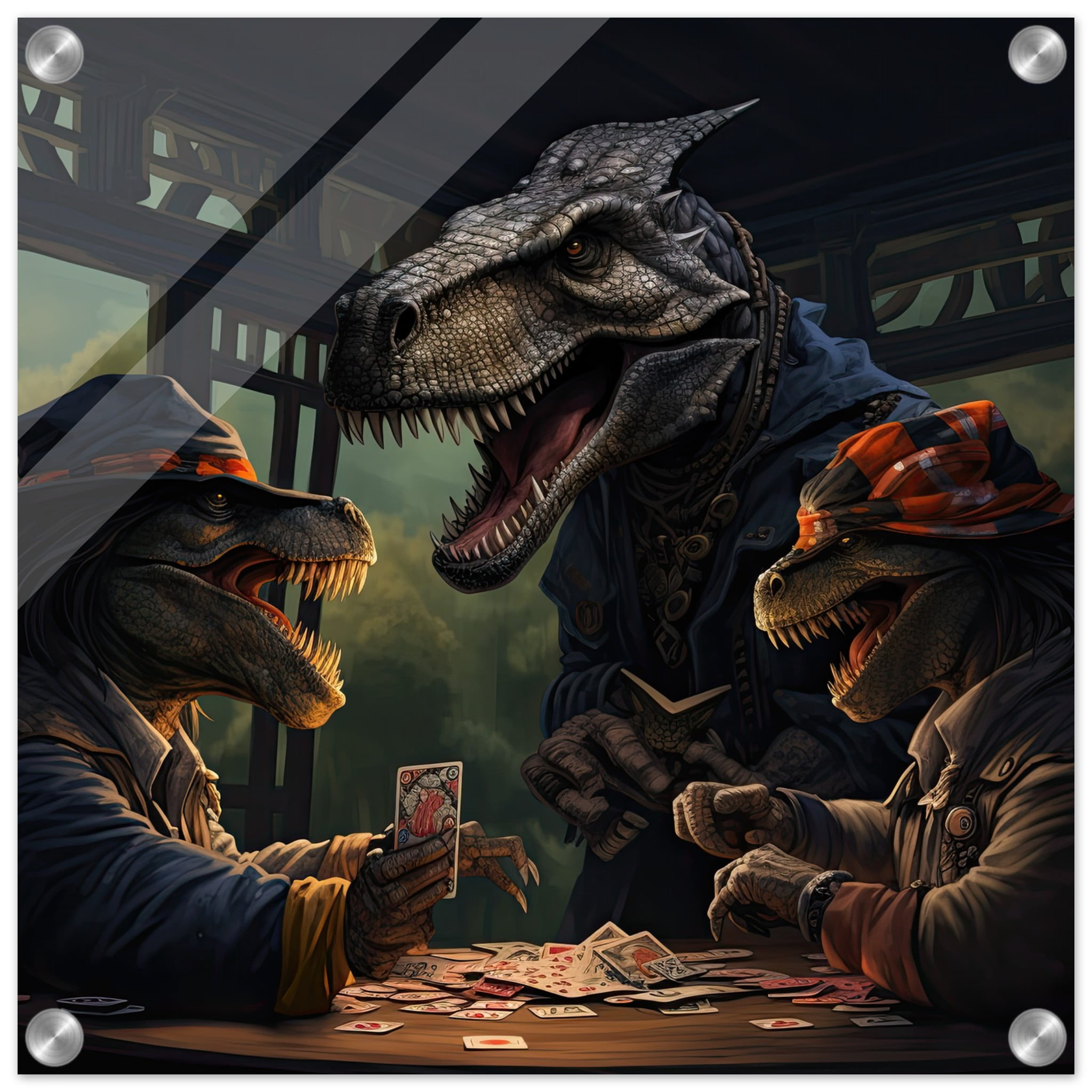 Tyrannosaurus Rex Poker Acrylic Print – 40×40 cm / 16×16″