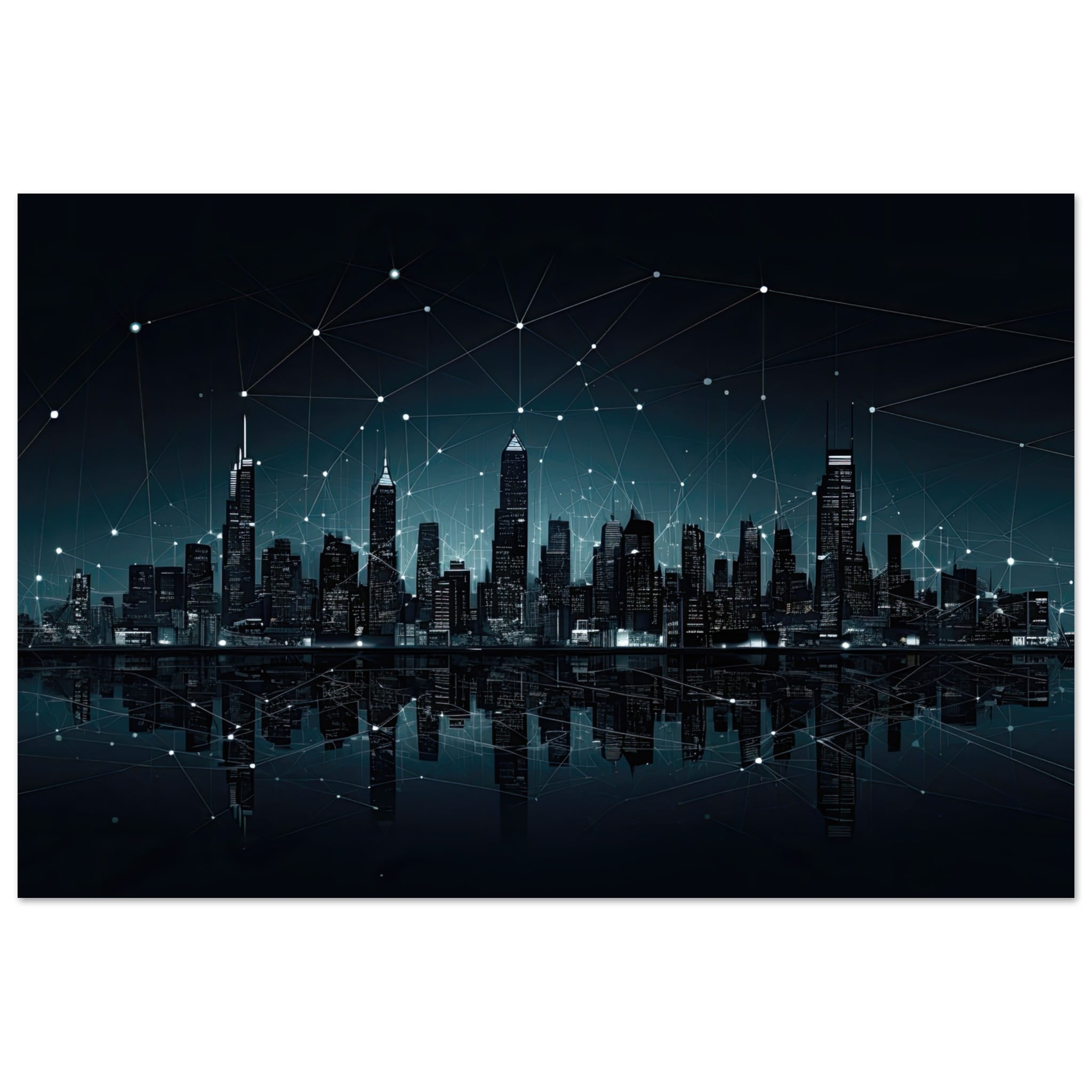 City Skyline Night Constellations Metal Print – 20×30 cm / 8×12″