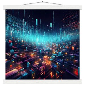 High Speed Data Art Print with Hanger - 40x40 cm / 16x16″, White wall hanger