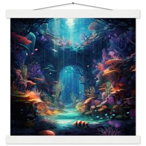 Underwater Paradise Ocean Art Print with Hanger - 35x35 cm / 14x14″, White wall hanger