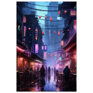 Cyberpunk Market Sci-Fi Canvas Print