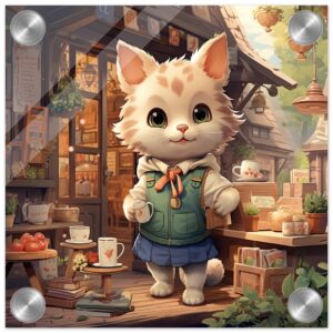 Cute Kitten Coffee Shop Acrylic Print - 20x20 cm / 8x8″