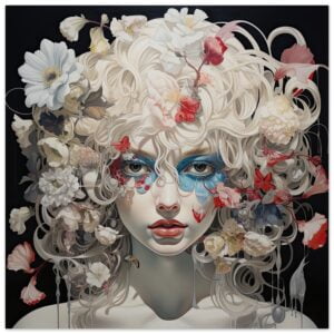 Flower Girl Art Poster Print - 35x35 cm / 14x14″