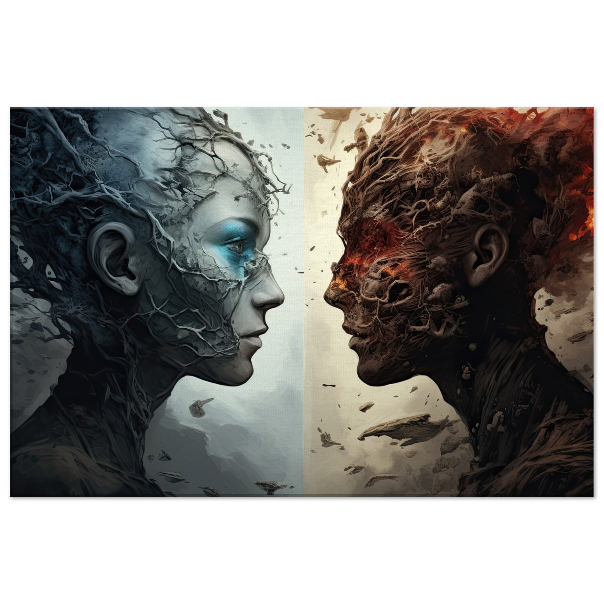 Duality of the Soul – Fire and Ice – Canvas Print – 50×75 cm / 20×30″, Slim