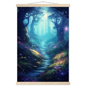 Path Through the Magic Forest Art Print with Hanger - 40x60 cm / 16x24″, Natural wood wall hanger