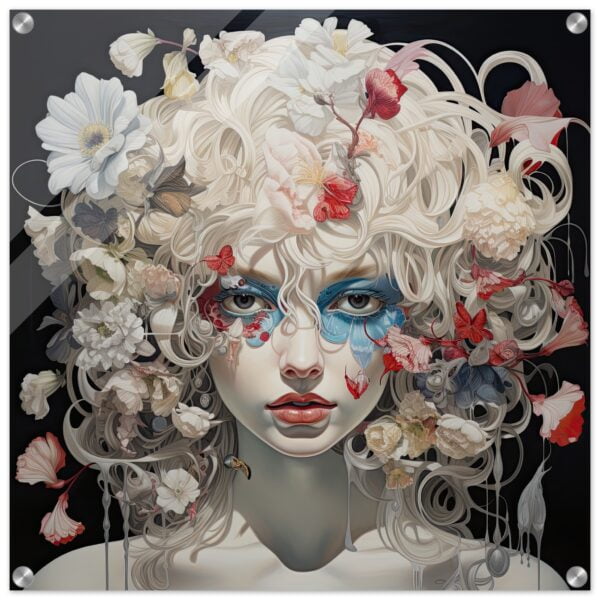Flower Girl Art Acrylic Print - 60x60 cm / 24x24″