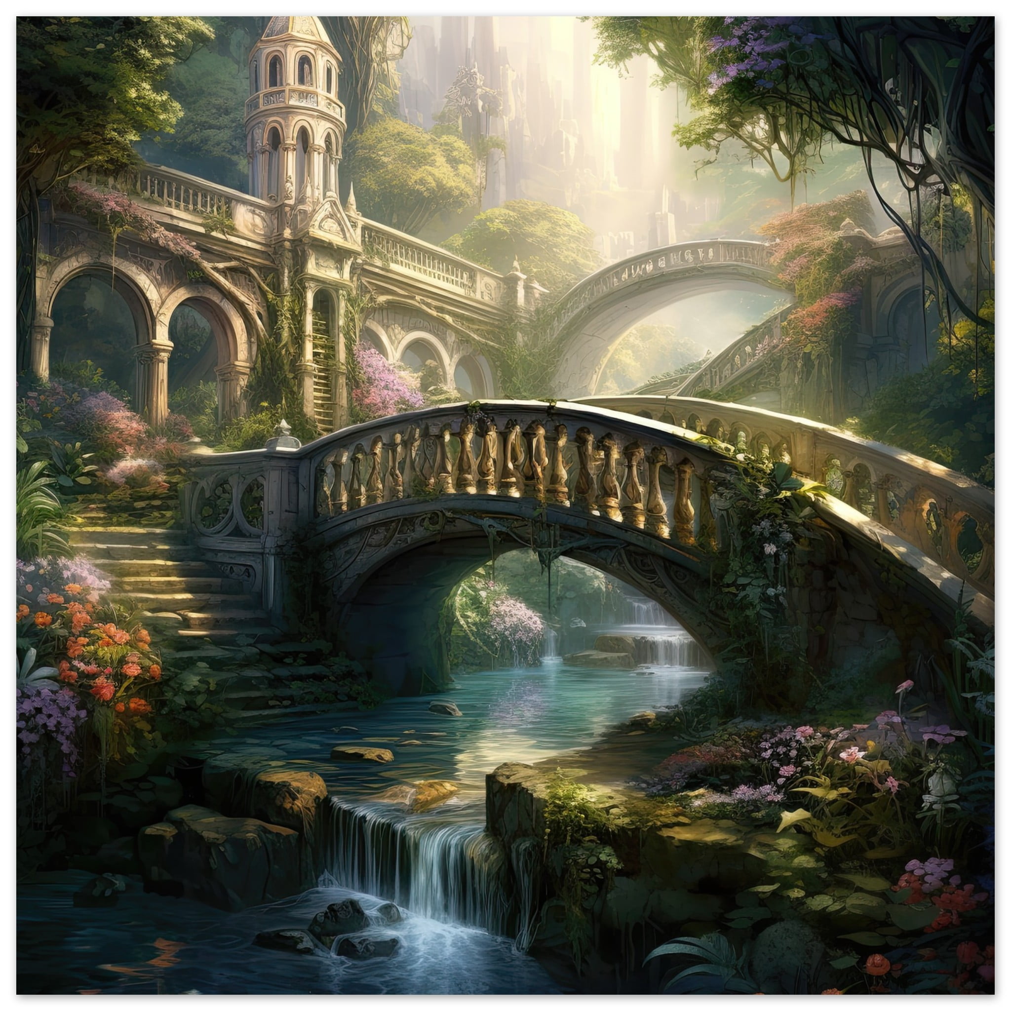 Bridge to the Kingdom of Paradise Art Poster – 40×40 cm / 16×16″