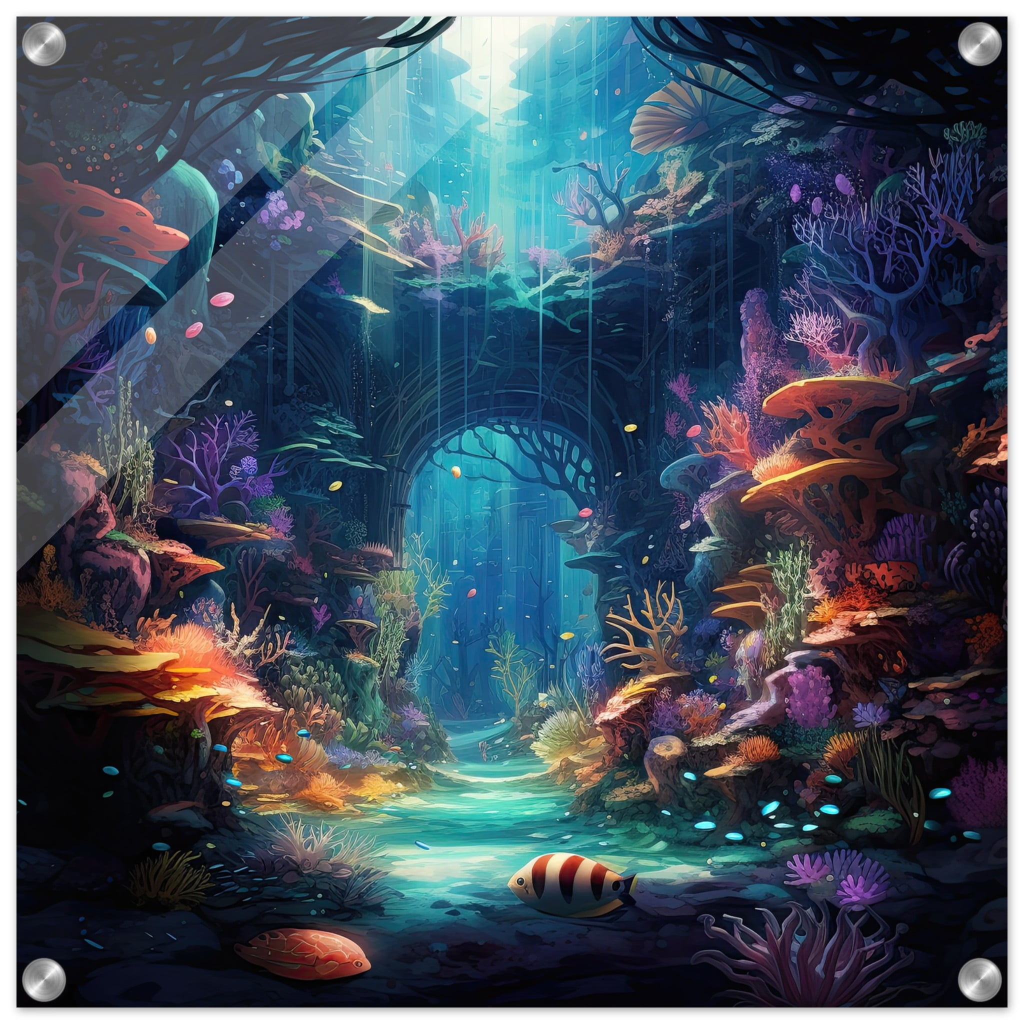 Underwater Paradise Ocean Acrylic Print – 50×50 cm / 20×20″