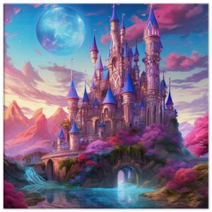 Colorful Fairy Tale Castle Canvas Print - 50x50 cm / 20x20″, Thick