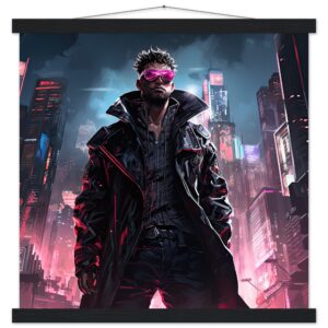 Cool Cyberpunk Dude Art Print with Hanger