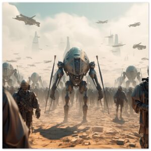 Future War Sci-Fi Metal Print - 30x30 cm / 12x12″